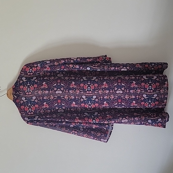 Moda Fresca Navy Blue Abstract Floral Duster Size 1X - Picture 4 of 7